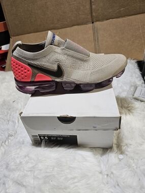 Nike Slip-On VaporMax Flyknit 2 — Beige with Bright Pink and Purple Sole